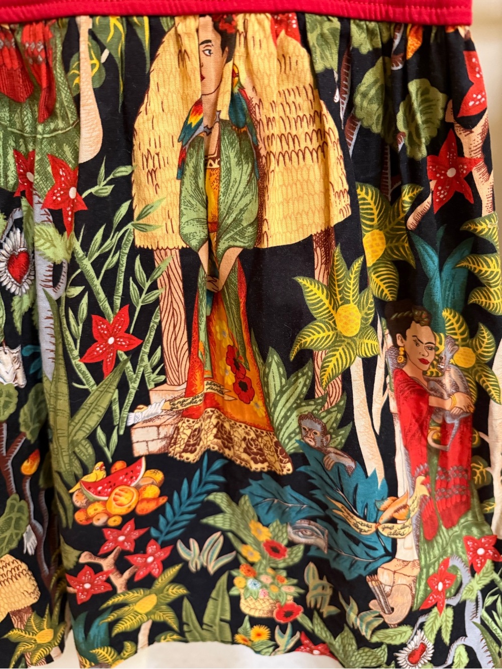 Hemet Frida Kahlo Mexican Folk Art Cotton Fit Flare Dress S Made USA - Picture 5 of 9
